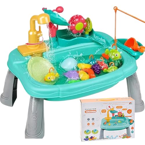 Fregadero de juguete con agua corriente eléctrica y grifo giratorio infantil 2