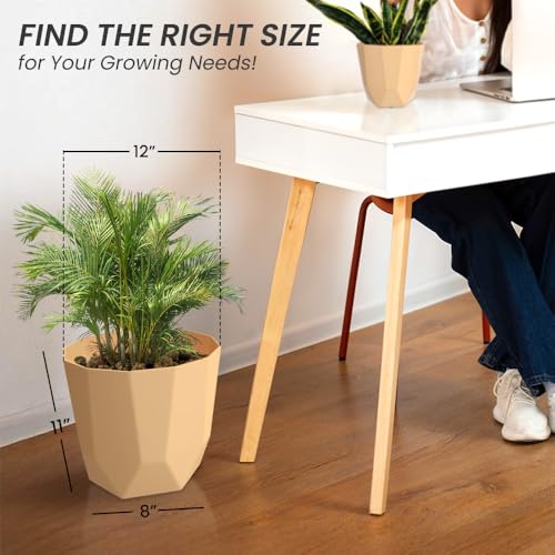 Image of YUCCABE ITALIA SHERA Hexa Plastic Planter Pot for Plants | Decorative Flower Pot | UV Protected Lightweight Indoor Outdoor Gamla for Home Decor, Balcony, Garden & Living Room