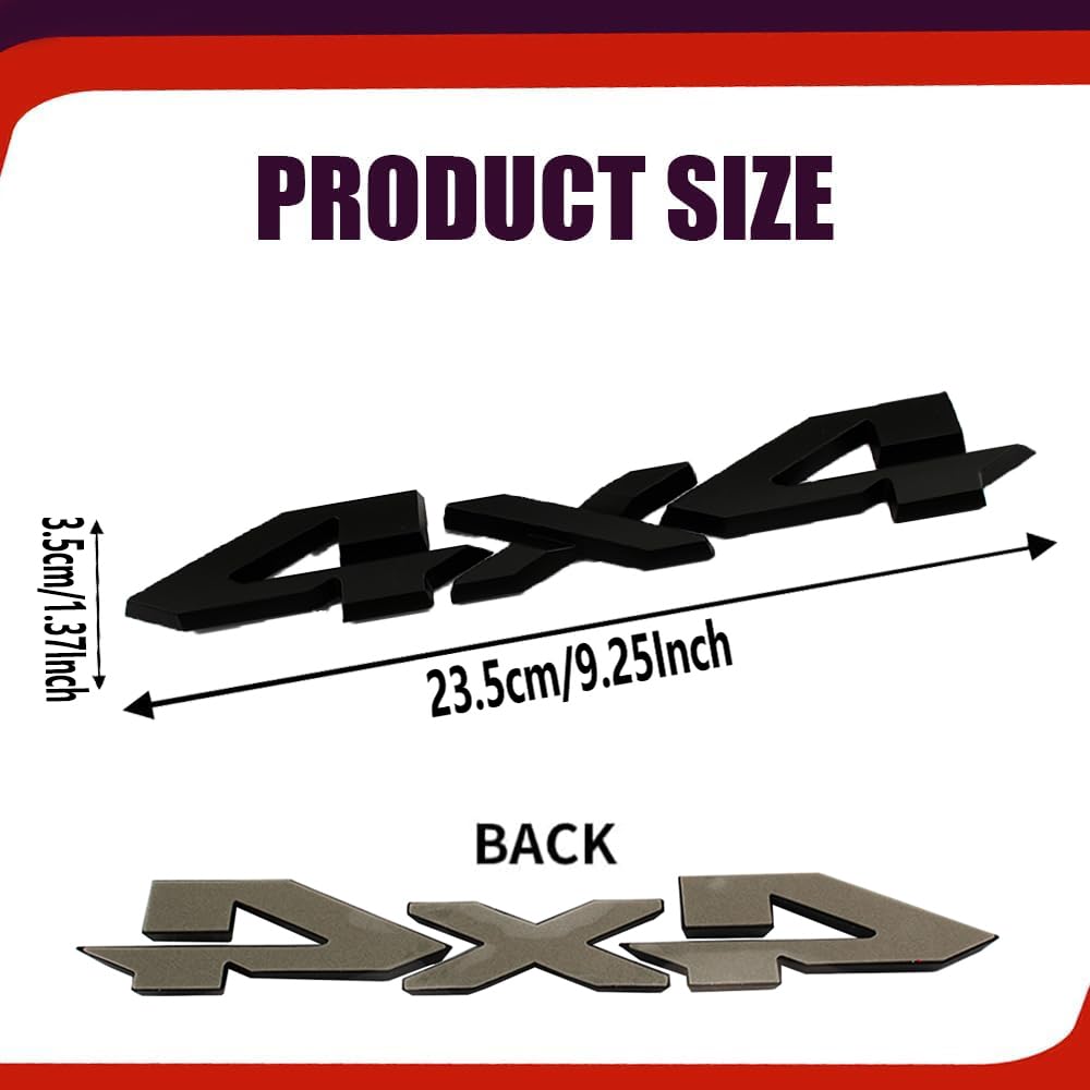Matte Black 4x4 Emblem Badge Sticker For RAM Trucks - Rear Trunk Decal, Aluminum