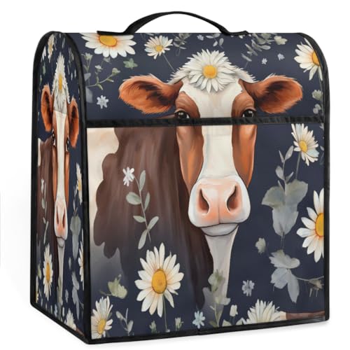 Coffee Maker Cover Daisy Cow Kitchen Appliance Covers Small Appliance Covers Blender Cover Juicer Cover Dust Covers for Kitchen Appliances with Top Handle and Pockets,Washable,C914