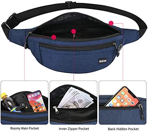 Waterproof Bumbags Running Belt Ligthweight Running Pouch Waist Packs Breathale Cycling Bum Bag Hiking Travel Dog wolking Waist Bag for Women Men Ladies Boys (Darkblue)