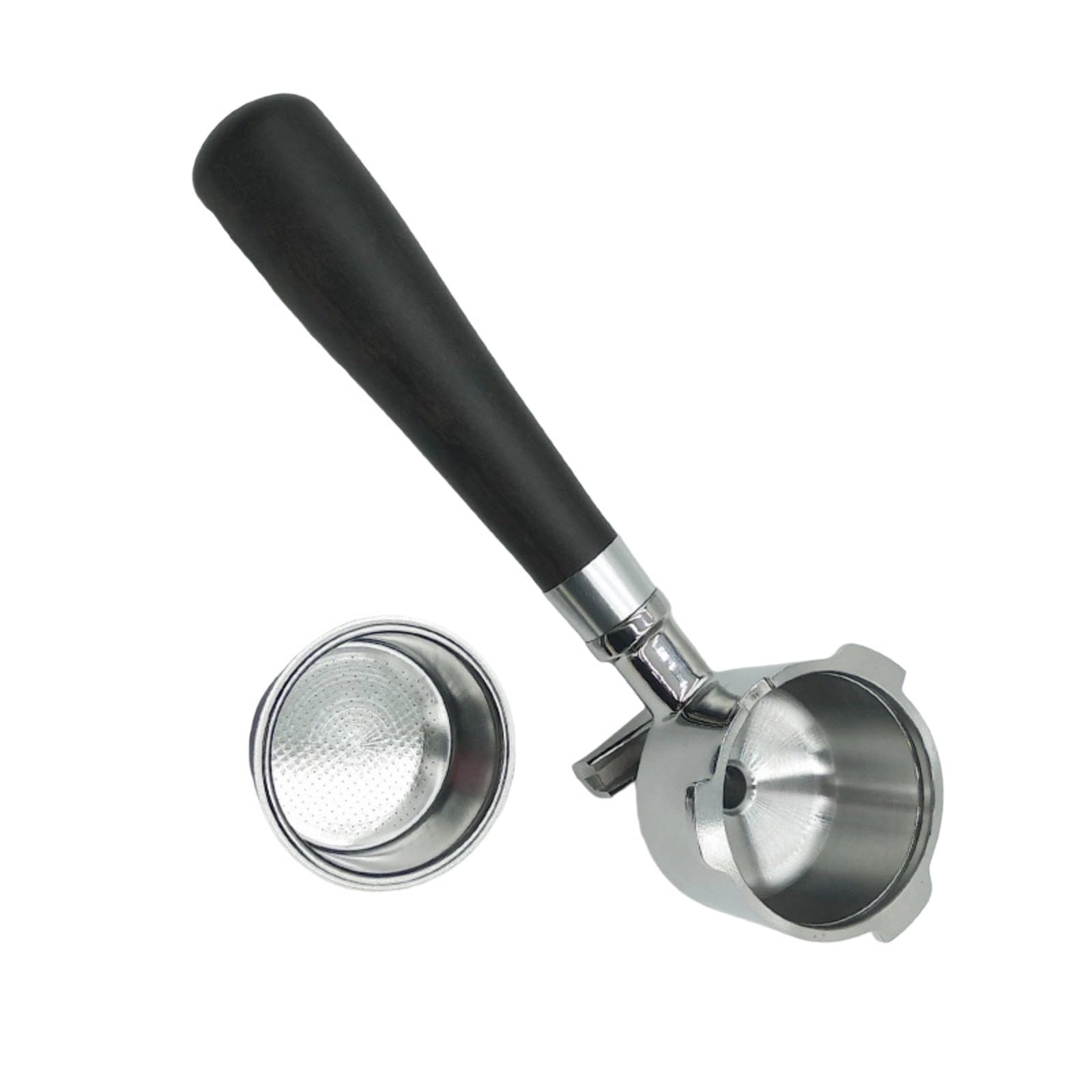 LiRRvb 51mm Bottom Handle Filter Basket for Coffee Enthusiasts Espresso Machine Parts Three Ear Portafilter Replacement Ergonomic Coffee Handle