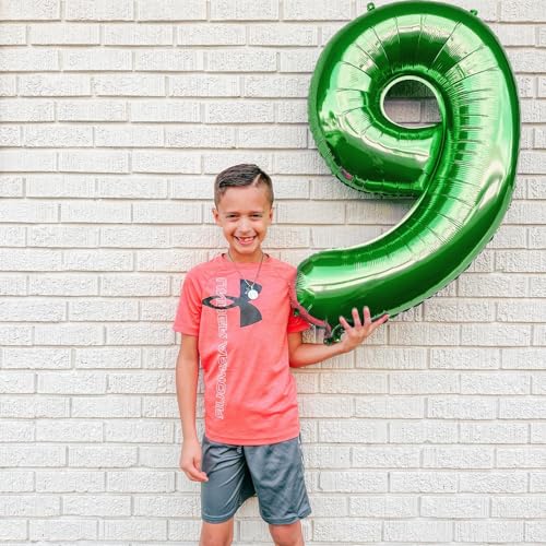 Image of Dark Green Number 9 Balloon 40 Inch, 9th Birthday Party Decorations, Giant 9 Foil Balloon for Party Supplies