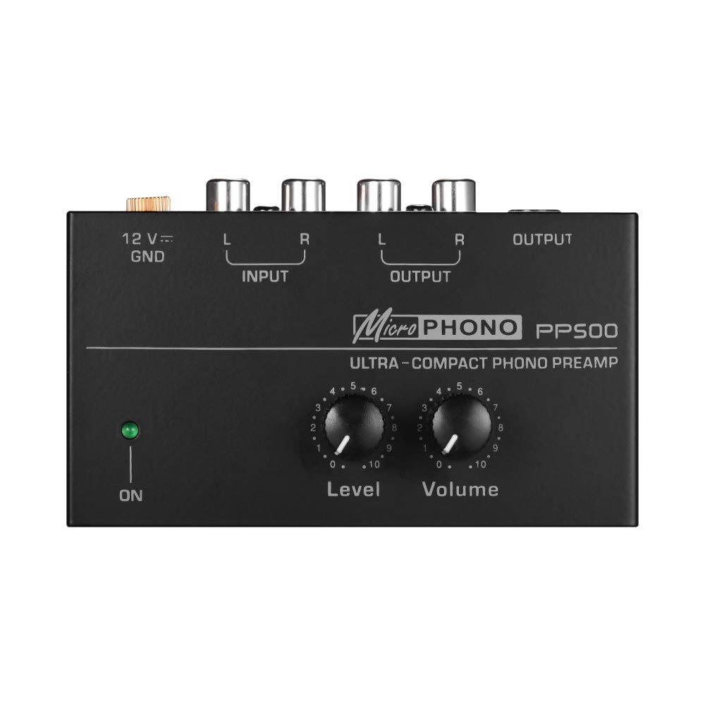 Kalaok Preamplificador Phono Preamp ultracompacto con controles de nivel y volumen Entrada y salida RCA Interfaces de salida TRS de 1/4"
