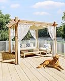 KYBOLT 10x10 Ft Outdoor Pergola with Retractable Canopy Metal Gazebo Imitation...