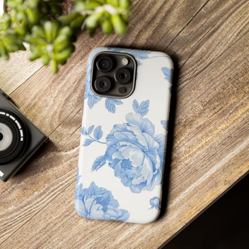 Coque pivoine bleu clair iPhone 15 Pro Max pour été