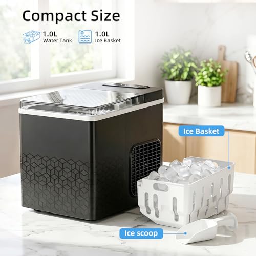 Image of Antarctic Star Countertop Ice Maker, 27 Lbs /24 Hrs | 8 Bullet Cubes Ready in 6 Mins, Self-Cleaning Portable Ice Machine with Ice Basket & Scoop for Home, Kitchen, RV & Camping