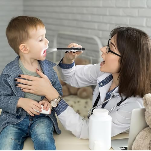 Image of TecoKart Rechargeable Pen Torch for Doctors & Nurses Dual Yellow & White Light Beams for Oral Eye Ear Nasal & Pupil Examinations Compact & Portable (Black)