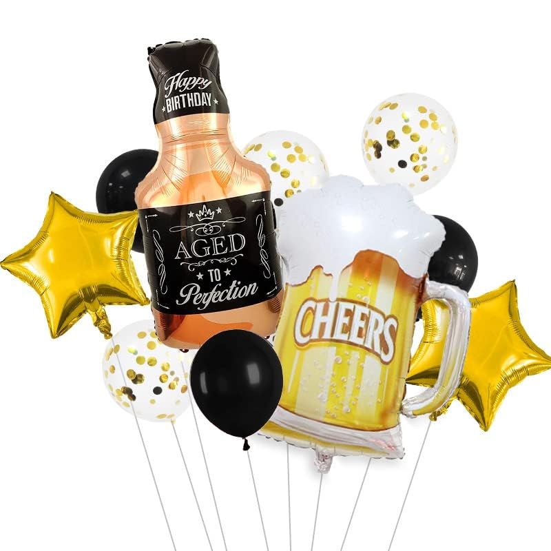 Image of Beer Cup Balloons Whiskey Bottle Beer Mug Shape Mylar Foil Balloon Summer Party, Beer Festival, Birthday Party