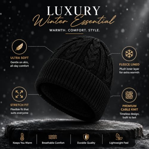 Image of Winter Cap for Men & Women Stylish, Beanie Cap, Woolen Cap for Man & Woman with Fur Inside, Round Shaped
