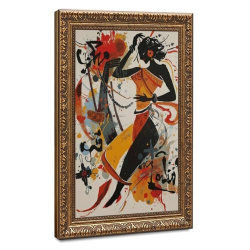 Poster danseuse africaine en toile abstrait 61x91,4 cm pour habiller un mur vide