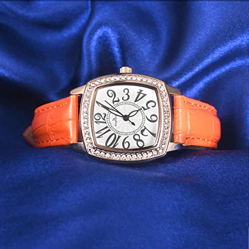 Montre quartz à cadran carré strass montre étanche cuir femme - 4