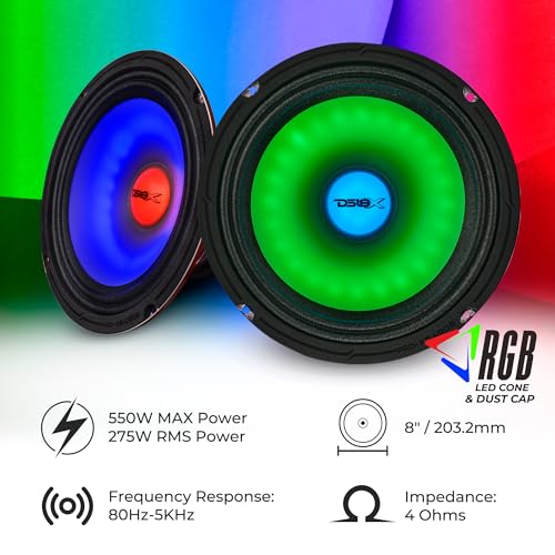 Haut-parleur milieu de gamme avec double LED RVB et cône PP