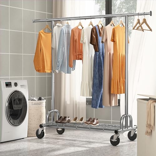 Raybee Clothes Rack Heavy Duty Clothing Rack Load 485Lbs Rolling Clothes Racks For Hanging Clothes, Commercial Garment Rack Heavy Duty Clothes Rack Collapsible & Portable Clothing Rack With Wheels thumb #7