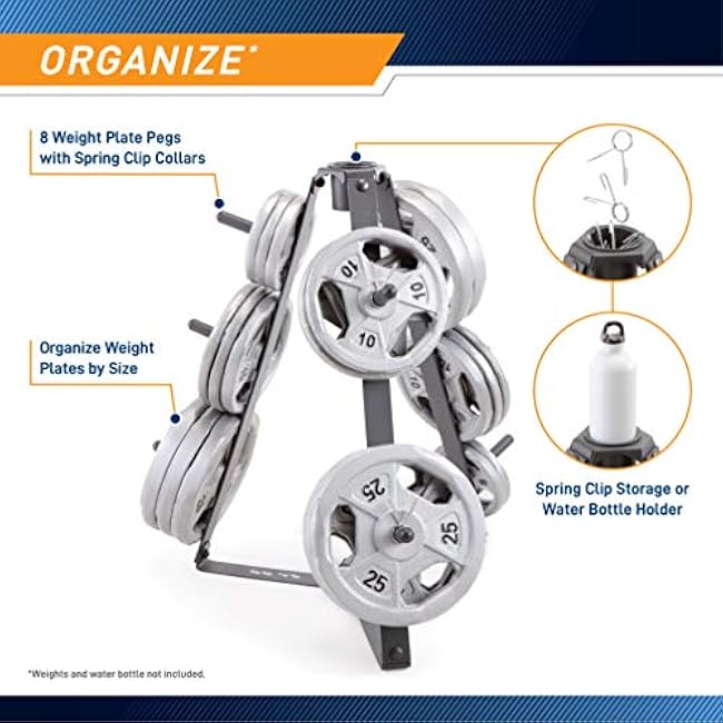 Marcy Plate Tree for Standard Size Weight Plates/Storage Rack for Exercise Weights PT-36 dark grey, 34.00 x 9.00 x 4.00