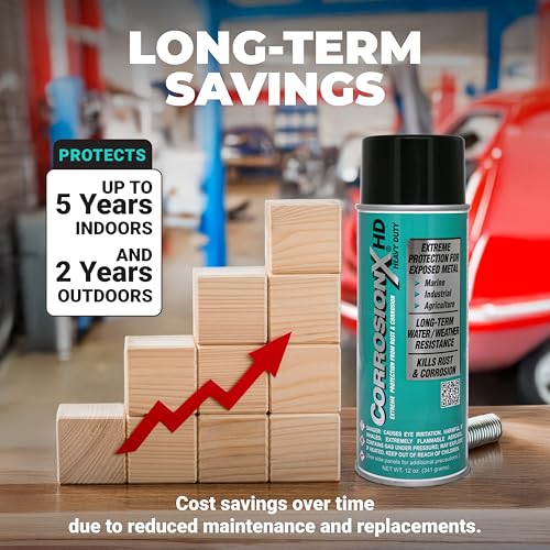 CorrosionX Heavy Duty Anti Rust Spray, Dripless Self-Healing Corrosion Inhibitor with Waterproof Barrier for Marine, Agricultural & Industrial Equipment in Harsh, Saltwater Environments, 12oz Aerosol