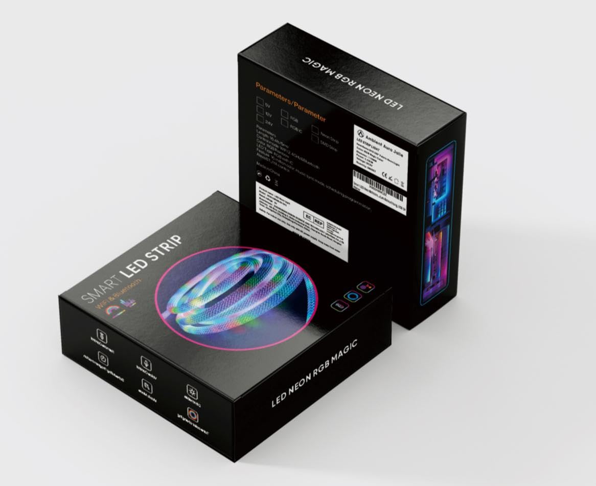 Smart LED Neonlichtstreifen, 5M, WLAN & Bluetooth, RGB, App-Steuerung, 15mm,360° Rundum-Beleuchtung, USB 5V