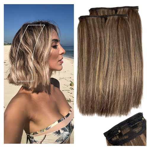 2 Pcs Short Hair Extensions, Clip in Extensions Human Hair