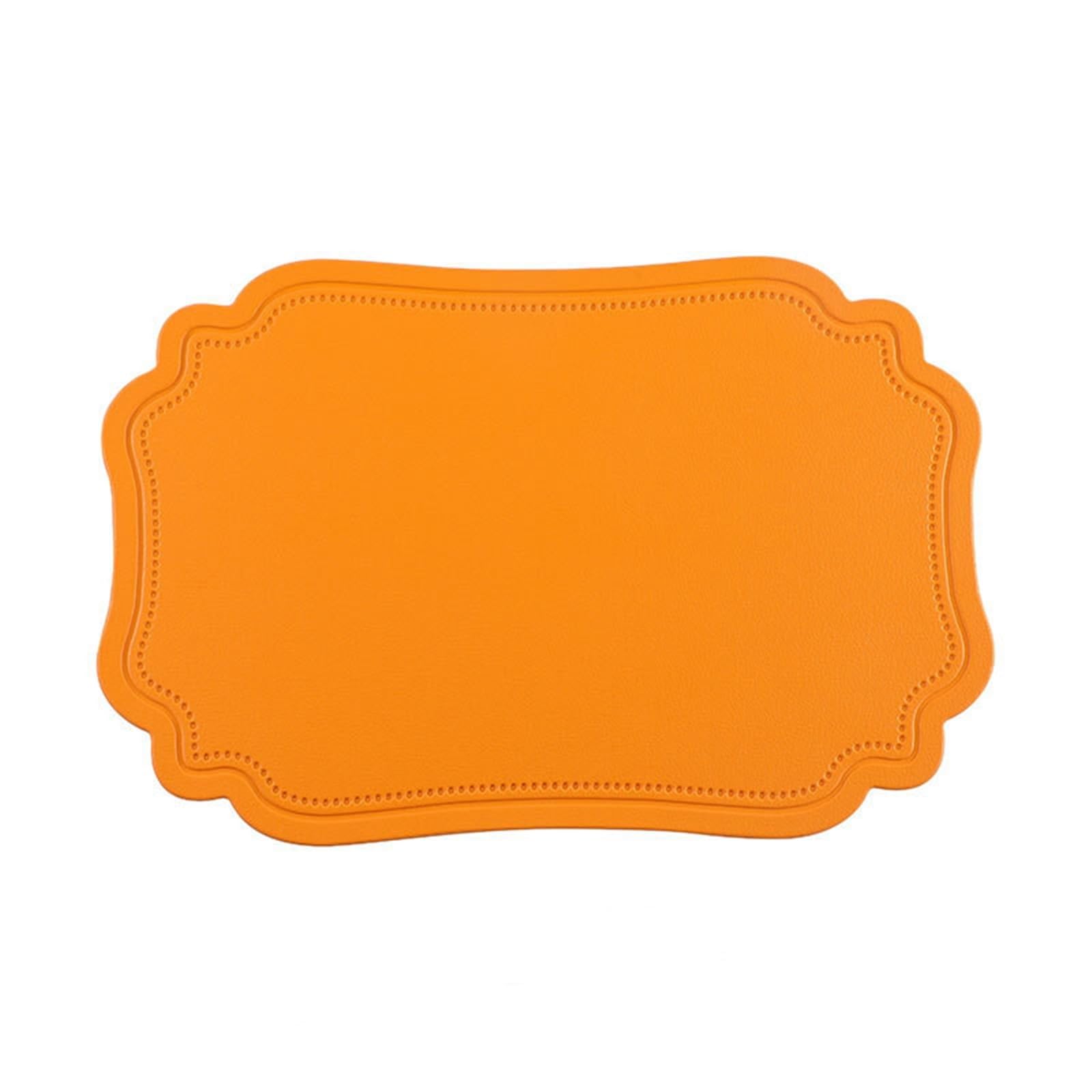 Tapis de table orange en faux cuir rectangulaire 30x45 cm