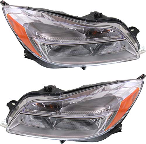 Evan-Fischer Headlight Set Compatible with 2011-2013 Buick Regal Left Driver and Right Passenger Side Halogen With bulb(s)