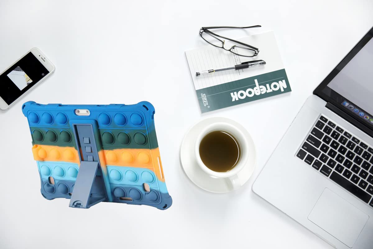 Funda de tableta para Lenovo /Huawei Universal de 10.1 pulgadas, funda de silicona suave anti-estrés con soporte para bolígrafo para Lenovo /Huawei Pop ansiedad Alivio Fidgets (azul colorido)