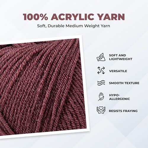 Image of Mary Maxim Maximum Value Acrylic Yarn for Crocheting and Knitting, Soft Worsted Weight Pink Yarn 4, Ideal for Blankets, Sweaters, Hats, and Scarves, 8 oz Skein (474 Yds), Dark Rose - 1 Skein