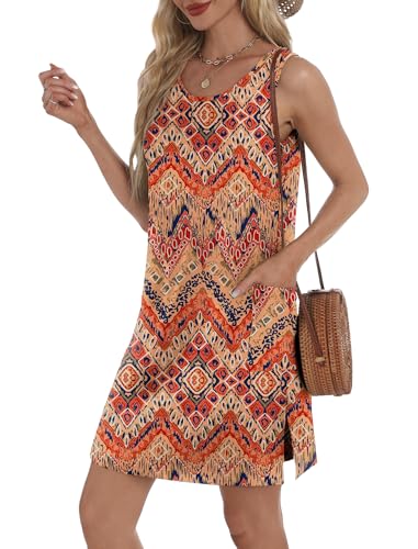 Image of BKRIVE Coverup Summer Dresses for Women 2026 Eyelet Casual Loose Sleeveless Sundresses Tank Dresses with Pockets