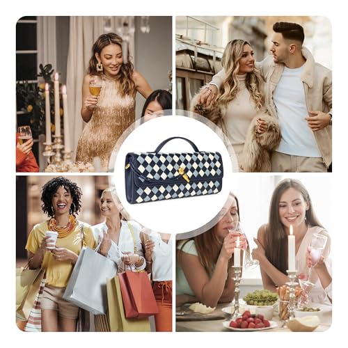 Image of Joryin Woven Purse for Women Evening Clutch Woven Leather Handbags Crossbody Bag Purse Formal Evening Bag, Vegan Leather