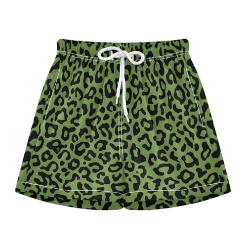 Bolaz Toddler Boys Swimwear Swim Trunks with Compression Liner 4T Green Leopard Cheetah