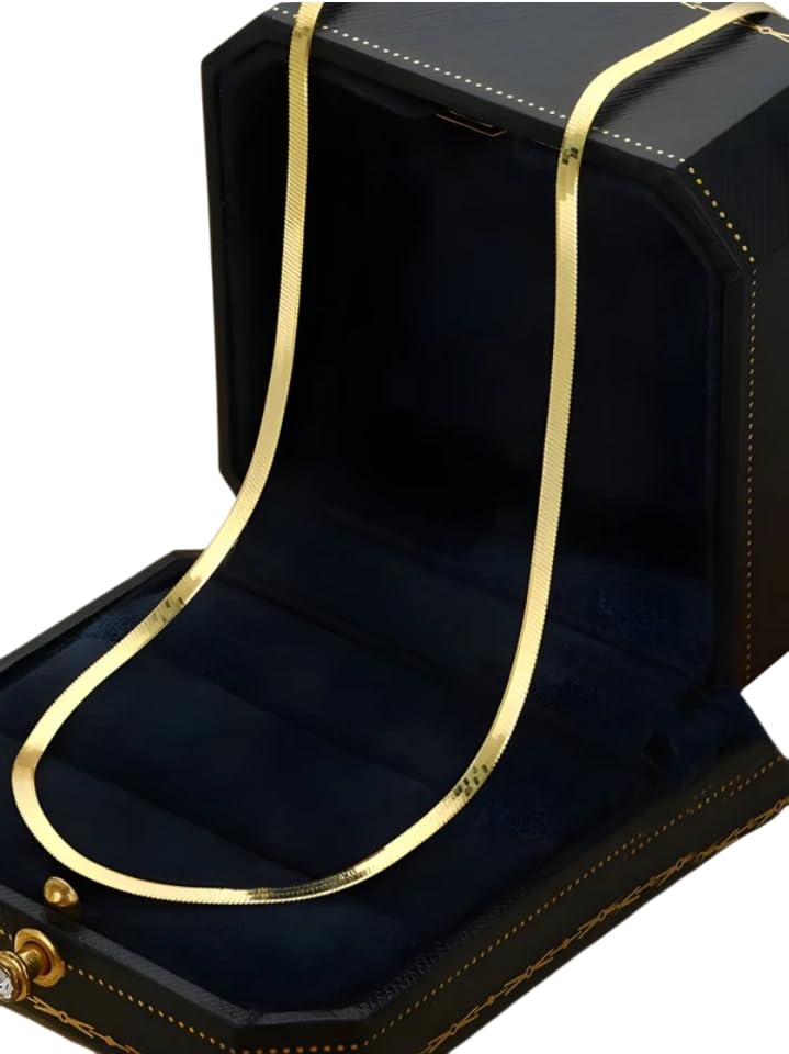 Sleek Flat Link Chain Necklace with Smooth Herringbone Pattern for Men Elegant Everyday and Wear Jewelry-image-37