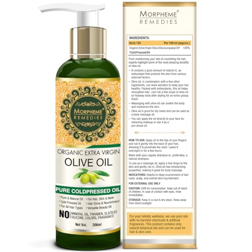 Image of Morpheme Remedies Organic Extra Virgin Cold Pressed Olive Oil, 200ml - Pack of 2