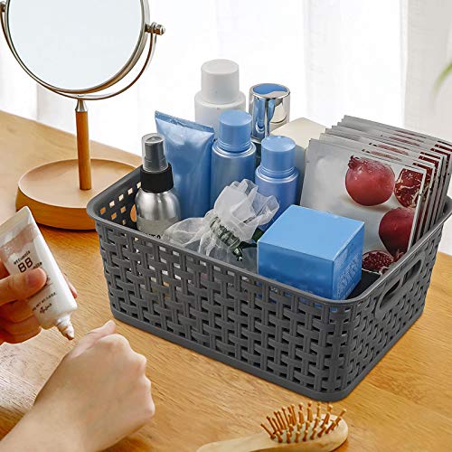 Leendines Plastic Weave Basket Bin For Storage, 6 Packs Small Baskets #TOP5