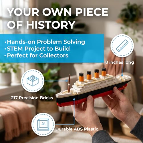 Image of Brick Loot Titanic Building Bricks Set (Mid Sized 217 Pieces) 100% Compatible, fits Lego and Other Major Brands