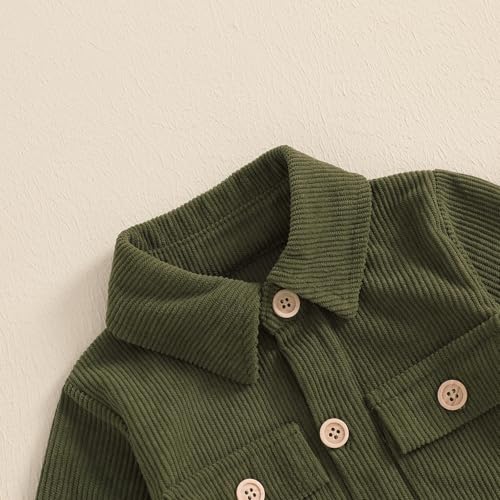 Karuedoo Newborn Baby Boy Girl Clothes Corduroy Long Sleeve Button Up Romper Jumpsuit Collared Bodysuit Fall Winter Outfit4