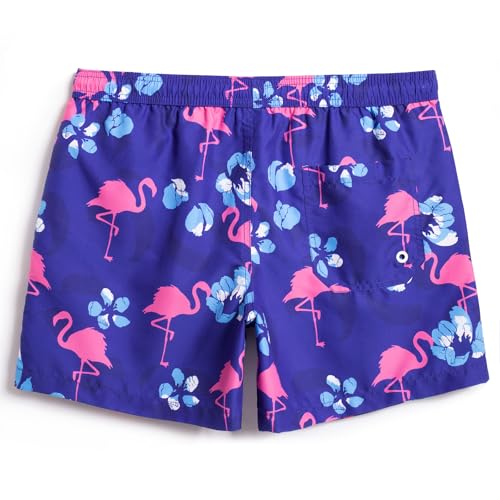 Image of maamgic Mens Swim Trunks 5 inch Quick Dry Beach Shorts Bathing Suits with Mesh Lining Pockets Flamingos X-Small