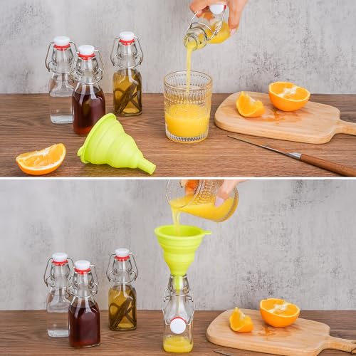 Image of WILLDAN 4oz-6 Pack Swing Top Glass Bottles - Flip Top Brewing Bottles For Kombucha, Kefir, Vanilla Extract, Mead, Vinegar, Beer- Airtight Stopper Lids - Comes With Extra Gaskets, Funnel and Labels