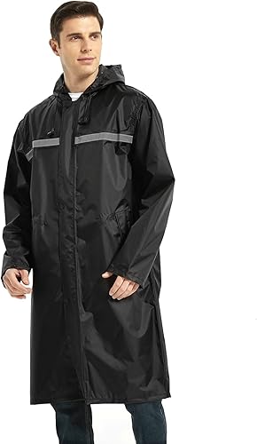 Miniatura 7 de Chaqueta de lluvia larga para hombre, poncho de lluvia con capucha, poncho impermeable de emergencia, impermeable ligero para actividades al aire