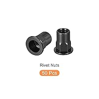 Vista 5 de METALLIXITY 50 tuercas de remache (M8), tuercas de inserción roscadas hexagonales de acero al carbono, para sujetadores mecánicos de muebles