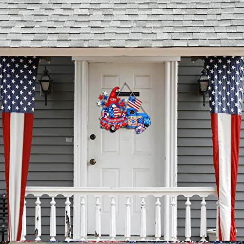 Patriotic Sign 4Th Of July Hanging Door Sign American Flag Truck Wooden Sign Independence Day Door Decor Happy 4Th Of July Sign For Indoor Outdoor Farmhouse Porch Decor，12 X 9 Inch (4Th Of July) #TOP6