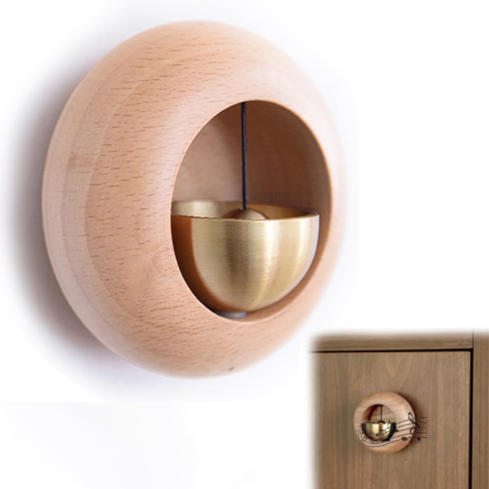 MULZI Antique Japanese Style Dopamine Round Wooden Doorbell - Small Brass Opening Entry Alert Chime, Shopkeepers, Ofiice Hanging Decoration, Wireless Home Entrance Decor Door Bell (B0D8BNWYN9) Amazon Price History, Amazon Price Tracker