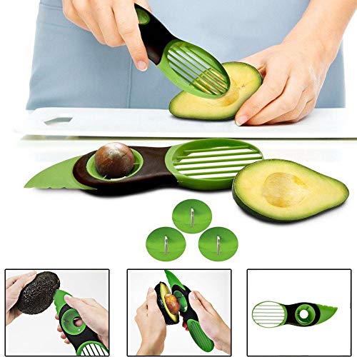 Avocado slicer, 3 In 1 Avocado Slicer Avocado Cutter Fruit & Vegetable Peeler Kitchen Tools, Avocado Cutter Green