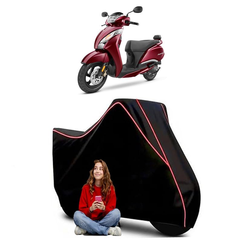 Image of Wego Disc Scooty Bike Cover Water Resistant Outdoor Use Universal Fit Scooters Motorcycles Heavy Duty UV Protection Dust Rain Scratch Resistant Elastic Bottom Black Blue Piping