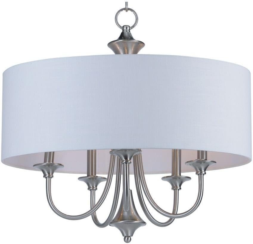 Maxim Lighting Bongo 5-Light Pendant Light | 20.75" x 22" | Satin Nickel Finish | Fabric Shade | Dining Kitchen Pendant | 10015WLSN