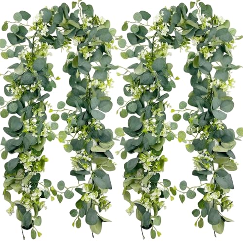2 Stück Eukalyptus Girlande 3.6M Eukalyptus Deko Grüne Blätter Girlande für Hochzeit Tisch Bogen & Zuhause