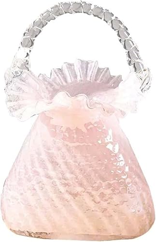 Jarrón de cristal hecho a mano para florero de flores de forma de bolso único florero decorativo