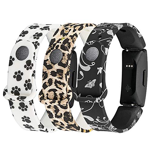 Bands Compatible with Fitbit Inspire 2 Band Replacement Soft Silicone Wristband Pattern Printed Strap for Inspire 2 Bands Women/Men (Multicolor-3pcs A)