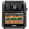CHEFMAN ExacTemp™ 12 Quart 5-in-1 Air Fryer with Integrated Smart Cooking Thermometer, 28 Touchscreen Presets, Rotisserie, Dehydrator, Bake, XL Convection Oven with Auto Shutoff, Black