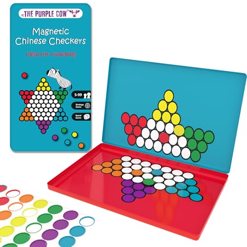 Image of The Purple Cow- Magnetic, Lightweight, Travel Size Chinese Checkers Board Game for Kids and Adults. Classic Game with a Modern Twist.