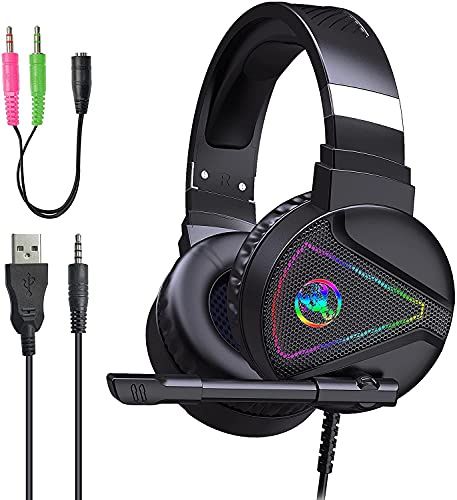 VOLOHAS Flycoo2 Casque de Jeu pour PS4, PS3, PC, Casque Antibruit Supra-Auriculaire avec Microphone, Ultra Faible Latence, Mode Filaire pour Xbox One, Xbox Series