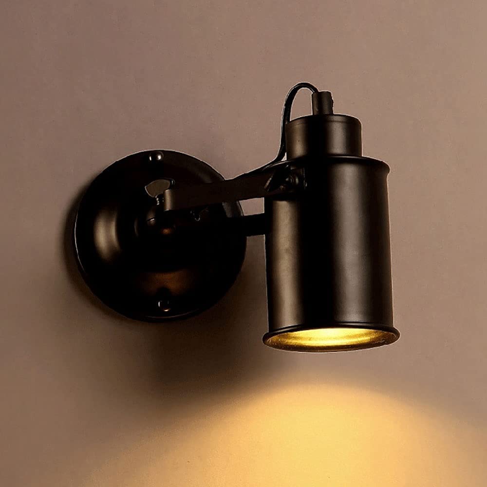 Foco de pared industrial negro con cabezal ajustable para una iluminación interior precisa